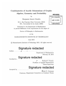 Combinatorics  of  Acyclic  Orientations  of ... Algebra,  Geometry  and  Probability JUN  3