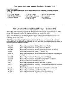Pohl Group Individual Weekly Meetings • Summer 2012