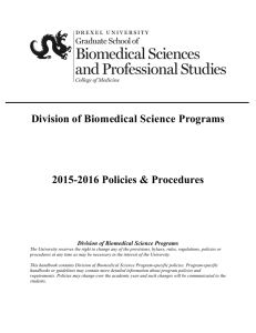 Division of Biomedical Science Programs 2015-2016 Policies &amp; Procedures