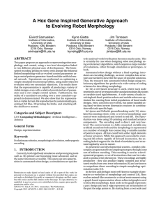 A Hox Gene Inspired Generative Approach to Evolving Robot Morphology Eivind Samuelsen