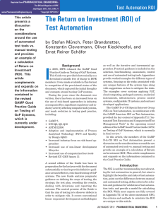 The Return on Investment (ROI) of Test Automation Test Automation ROI