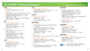 2016 ISPE Training Schedule APRIL JULY