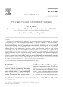 Public perception and participation in water reuse Troy W. Hartley