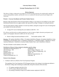 University Honors College Strategic Planning Report for FY 2012 Mission Statement