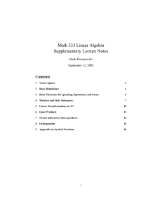 Math 333 Linear Algebra Supplementary Lecture Notes Contents Mark Pernarowski