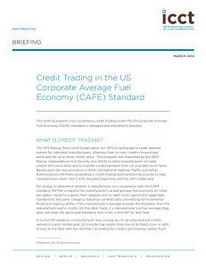 Credit Trading in the US Corporate Average Fuel Economy (CAFE) Standard Briefing