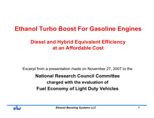 Ethanol Turbo Boost For Gasoline Engines Diesel and Hybrid Equivalent Efficiency