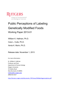 Public Perceptions of Labeling Genetically Modified Foods Working Paper 2013-01