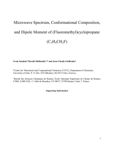 Microwave Spectrum, Conformational Composition, and Dipole Moment of (Fluoromethyl)cyclopropane (C H