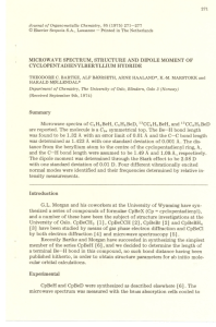 MICROWA VE SPECTRUM, STRUCTURE AND DIPOLE MOMENT OF CYCLOPENT ADIENYLBER YLLIUM HYDRIDE