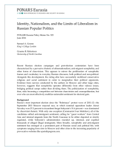 Identity, Nationalism, and the Limits of Liberalism in Russian Popular Politics