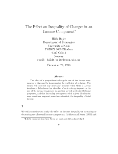 The Eect on Inequality of Changes in an Income Component