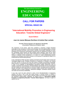 CALL FOR PAPERS SPECIAL ISSUE ON “International Mobility Promotion in Engineering