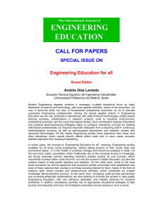CALL FOR PAPERS SPECIAL ISSUE ON Engineering Education for all