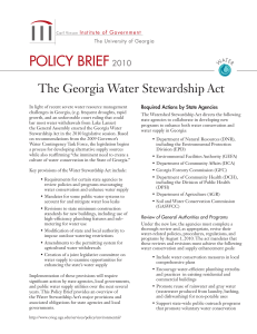 Policy brief The Georgia Water Stewardship Act 2010 Required Actions by State Agencies