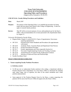 Texas Tech University COLLEGE OF ENGINEERING Operating Policy and Procedures