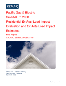 Pacific Gas &amp; Electric SmartAC™ 2008 Ex Post Ex Ante