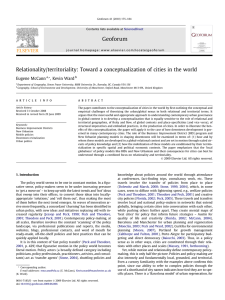 Relationality/territoriality: Toward a conceptualization of cities in the world Eugene McCann