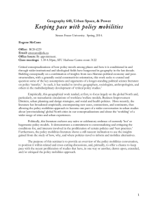 Keeping pace with policy mobilities Geography 640, Urban Space, &amp; Power