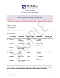 SAMPLE PROPOSAL  Transformational Research 2015 