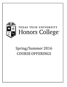 Spring/Summer 2016 COURSE OFFERINGS