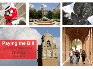 Paying the Bill Student Business Services 2015 - 2016