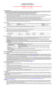 TEXAS TECH UNIVERSITY APARTMENT/SUITE CONTRACT SUMMER 1, 2016 TERM