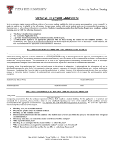 University Student Housing MEDICAL HARDSHIP ADDENDUM