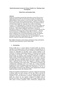 Health Information Systems for Primary Health Care: Thinking About Participation  Elaine Byrne