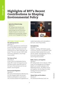 Highlights of RFF’s Recent Contributions to Shaping Environmental Policy Goings On