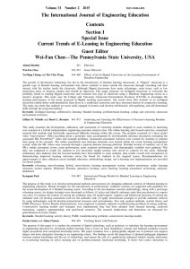 The International Journal of Engineering Education Contents Section I Special Issue