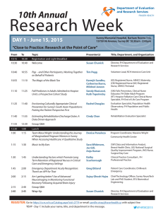 Research Week 10th Annual  DAY 1 - June 15, 2015