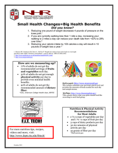 Small Health Changes=Big Health Benefits Did you know?
