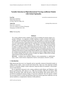 Variable Selection in High-dimensional Varying-coefficient Models with Global Optimality Lan Xue @