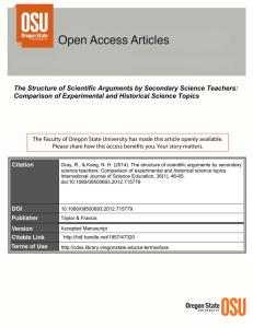 The Structure of Scientific Arguments by Secondary Science Teachers:
