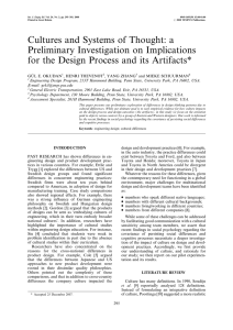 Cultures and Systems of Thought: a Preliminary Investigation on Implications