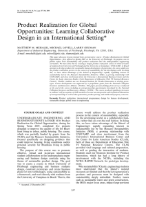 Product Realization for Global Opportunities: Learning Collaborative Design in an International Setting*