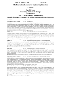 The International Journal of Engineering Education Contents Special Issue Sustaining Sustainable Design