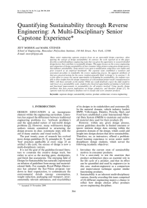 Quantifying Sustainability through Reverse Engineering: A Multi-Disciplinary Senior Capstone Experience*