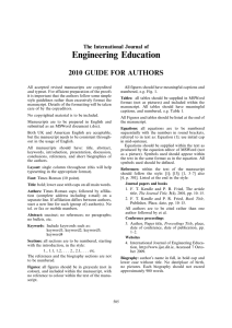 Engineering Education 2010 GUIDE FOR AUTHORS The International Journal of