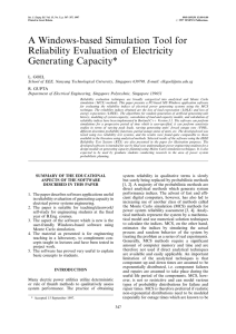 A Windows-based Simulation Tool for Reliability Evaluation of Electricity Generating Capacity*