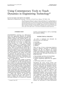 Using Contemporary Tools to Teach Dynamics in Engineering Technology*