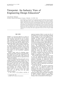 Viewpoint: An Industry View of Engineering Design Education* LELAND M. NICOLAI