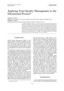 Applying Total Quality Management to the Educational Process*