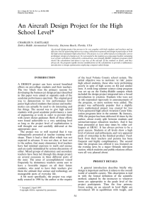 An Aircraft Design Project for the High School Level* CHARLES N. EASTLAKE