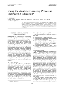 Using the Analytic Hierarchy Process in Engineering Education*