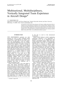 Multinational, Multidisciplinary, Vertically Integrated Team Experience in Aircraft Design*