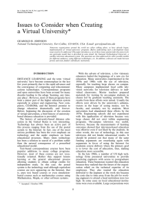 Issues to Consider when Creating a Virtual University*