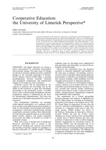 Cooperative Education: the University of Limerick Perspective*