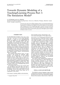 Towards Dynamic Modeling of a Teaching/Learning Process Part 3: The Simulation Model*